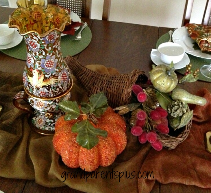 Using Scarves in a Tablescape, great ways to decorate with scarves    grandparentsplus.com