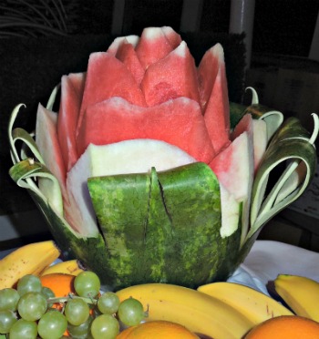 Watermelon Flower  #watermelon #fruit creations #centerpieces  www.grandparentsplus.com